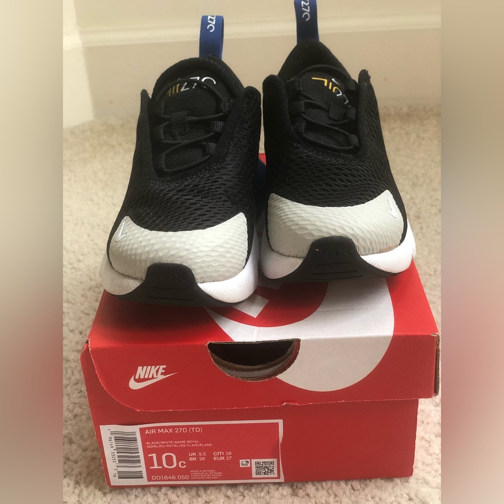 Nike 270 Air Max, black, blue, yellow Size 10c